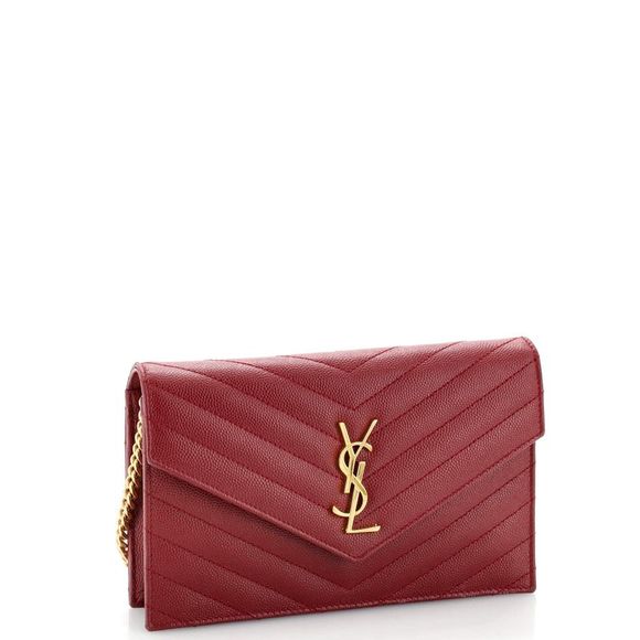 Saint Laurent Classic Monogram Wallet on Chain Matelasse Chevron Leather Small - Picture 2 of 10